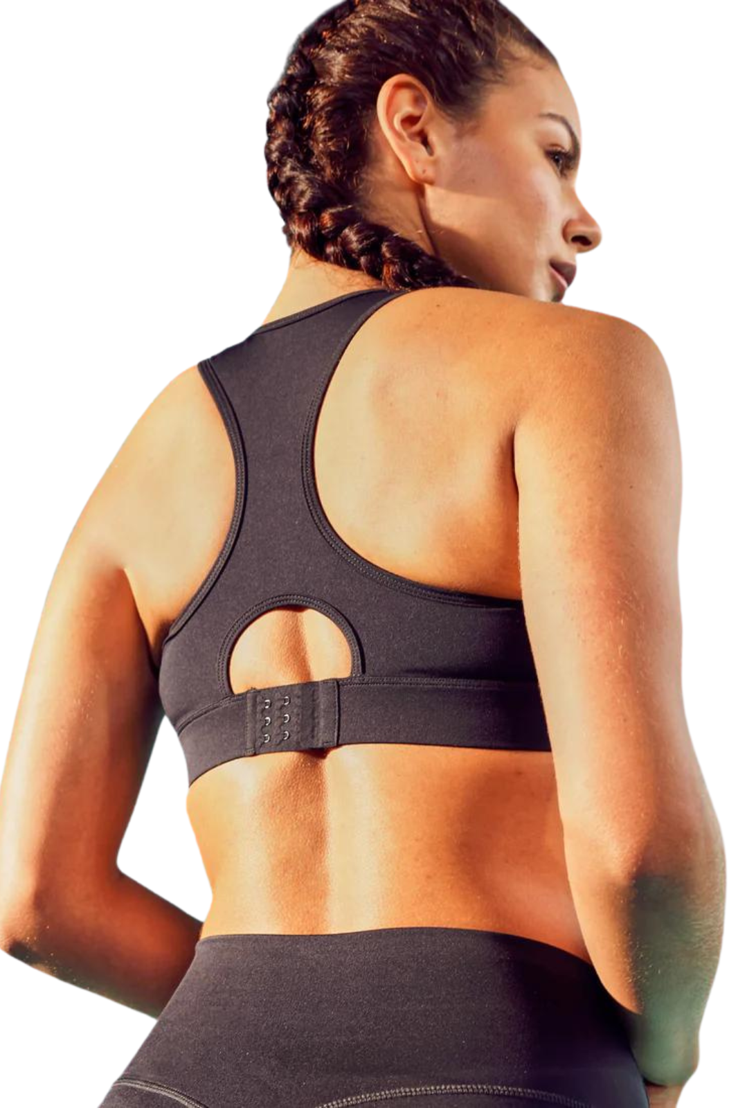 back of Squatwolf Black Gym Bra