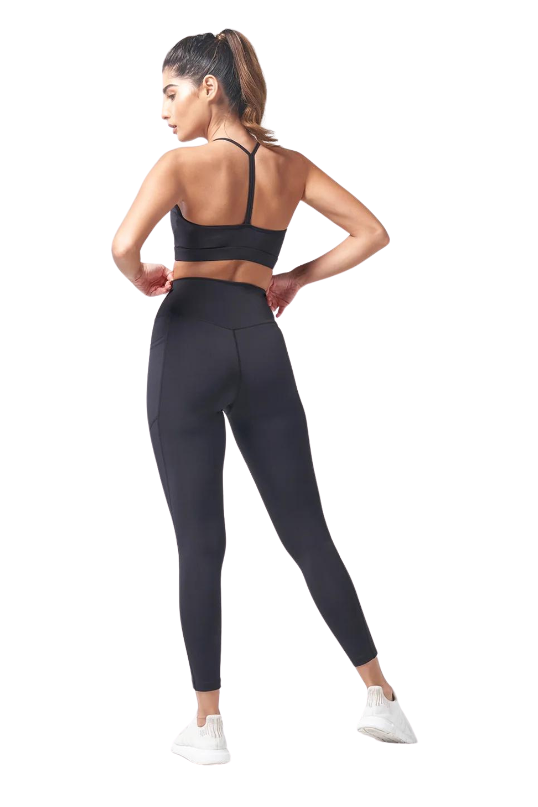 back view of Black High-Waisted Sports Leggings