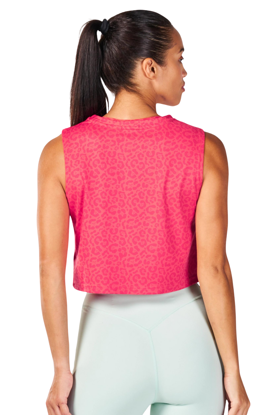 rose color SquatWolf Core Wild Print Crop Tank  for Women