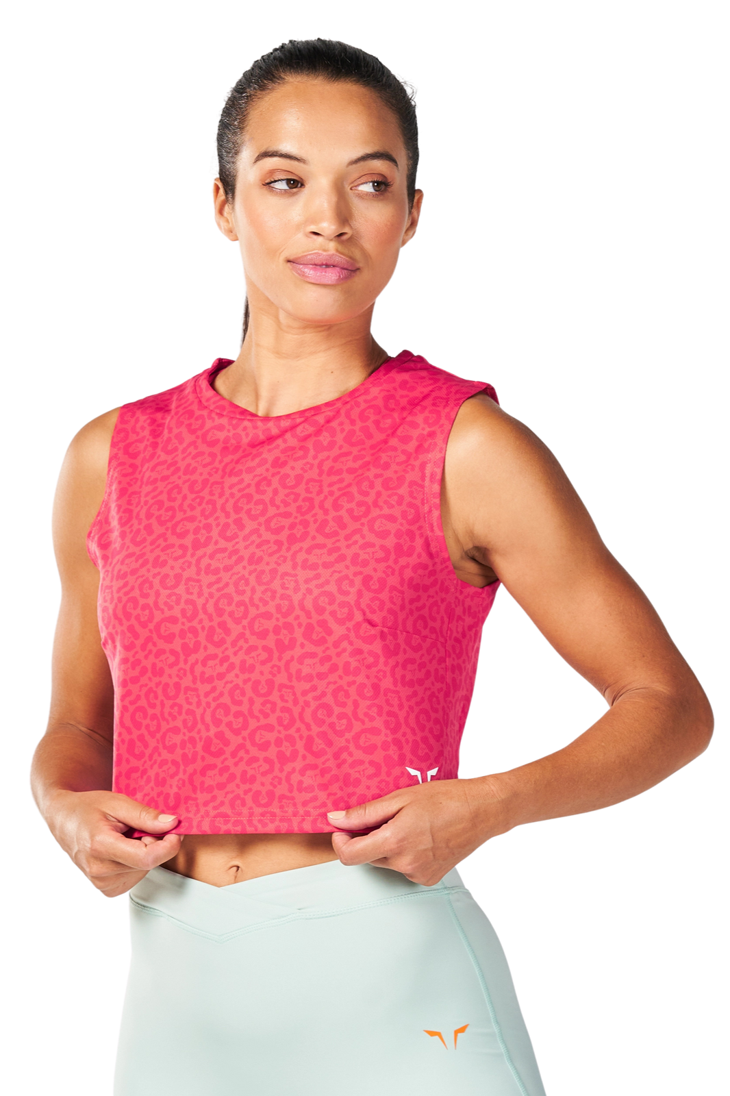 rose color SquatWolf Core Wild Print Crop Tank  for Women