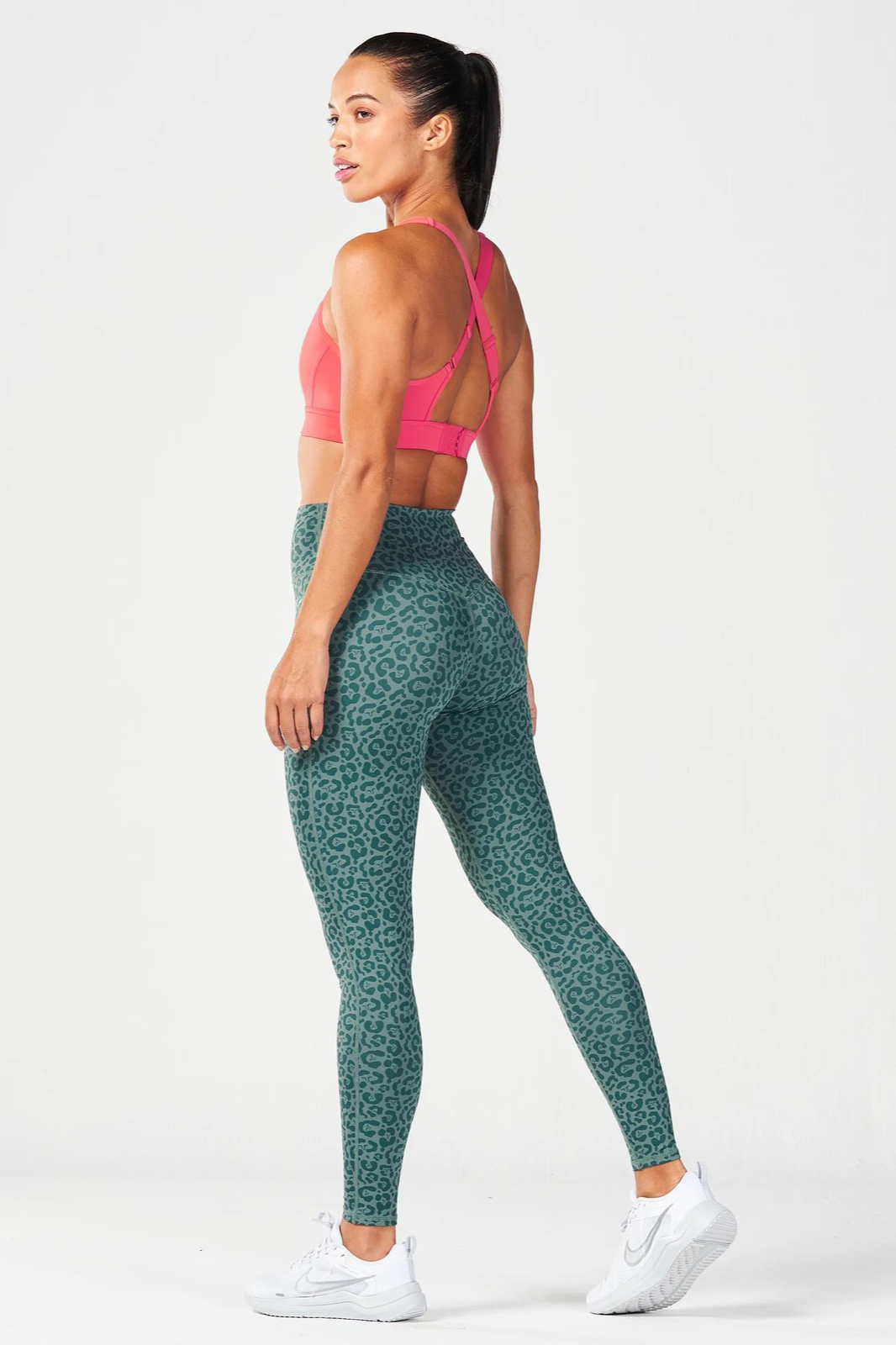 side view of green Sports Leggings for Yoga, Gym