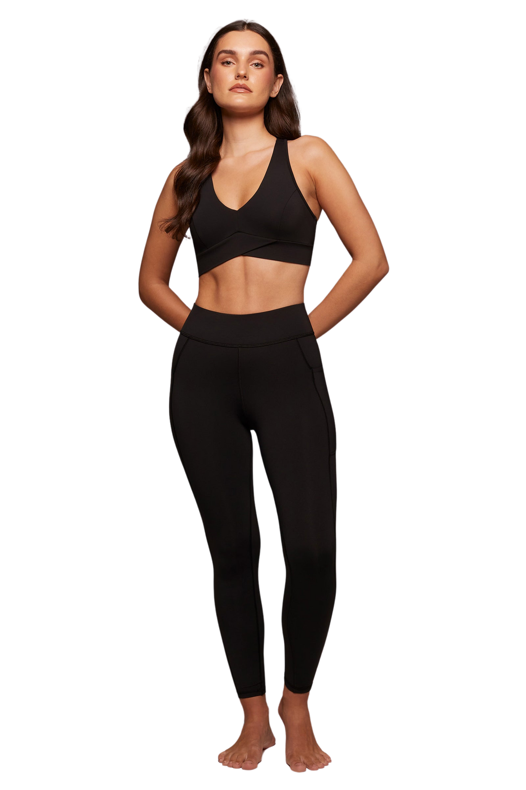 Michi V-Neck Longline Sports Bra Black