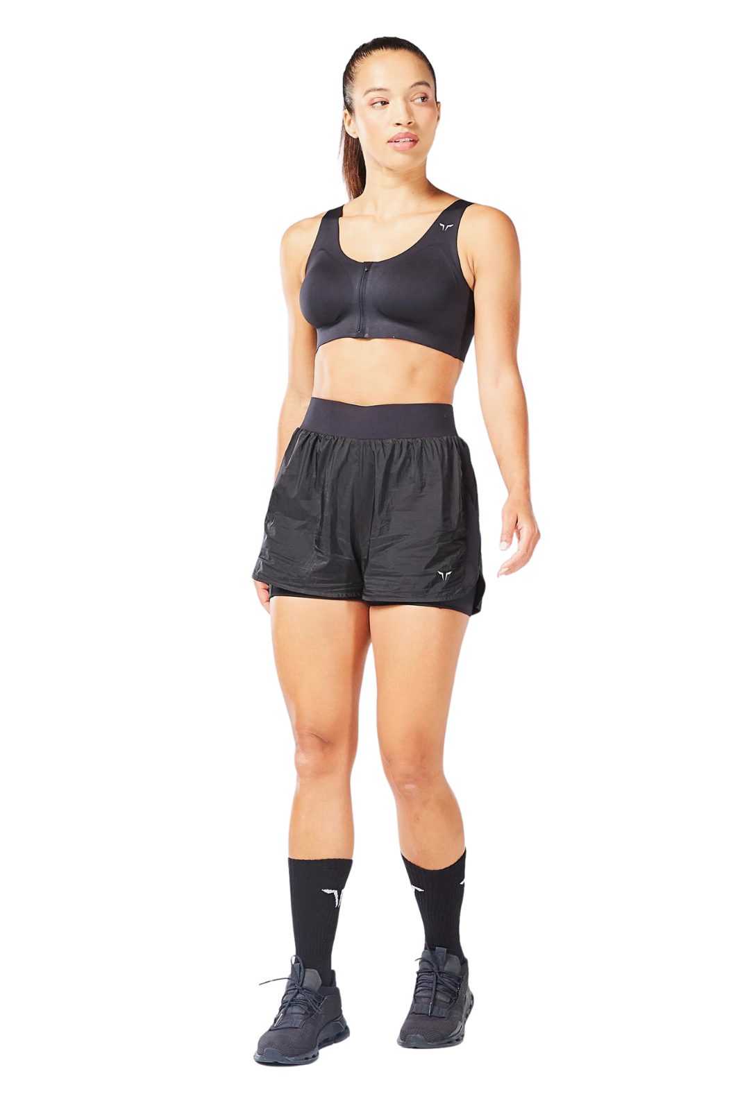 SquatWolf Zip-Up Performance Black Sports Bra