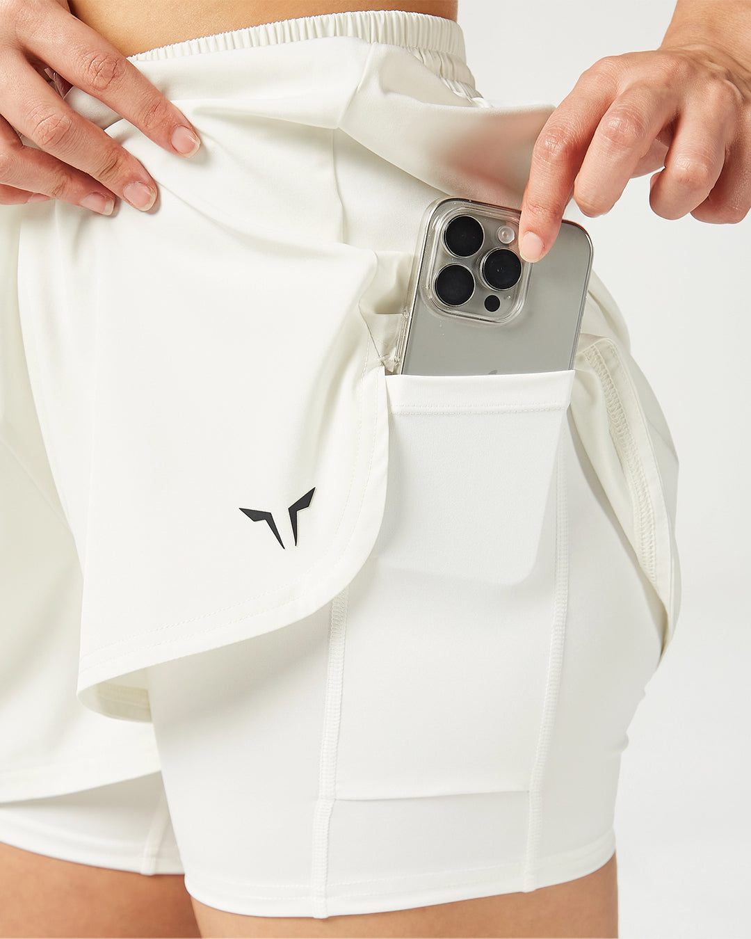 white SquatWolf  2 in 1 Shorts Women