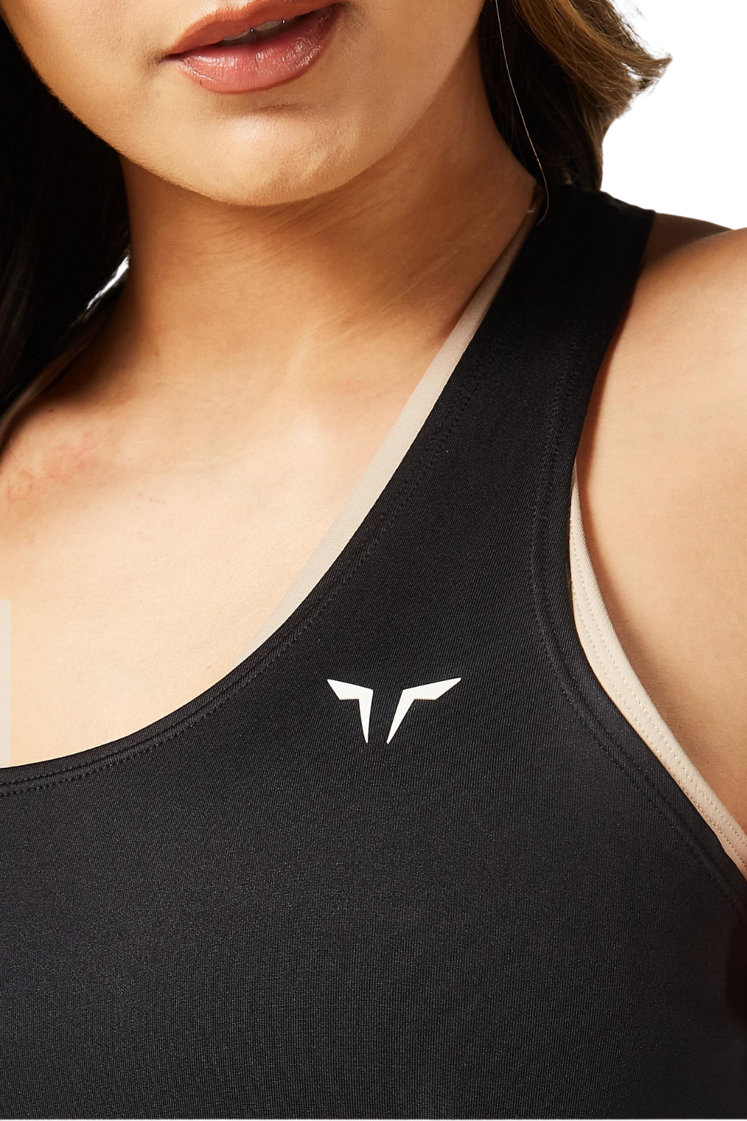 fabric view of High Support Black Tank for Women