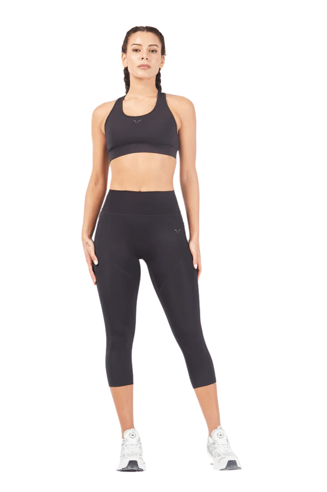 stretching with Squatwolf Black Gym Bra