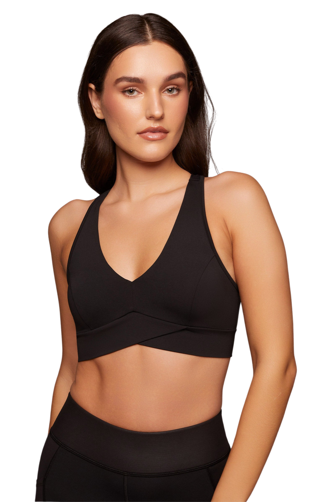 Michi V-Neck Longline Sports Bra Black