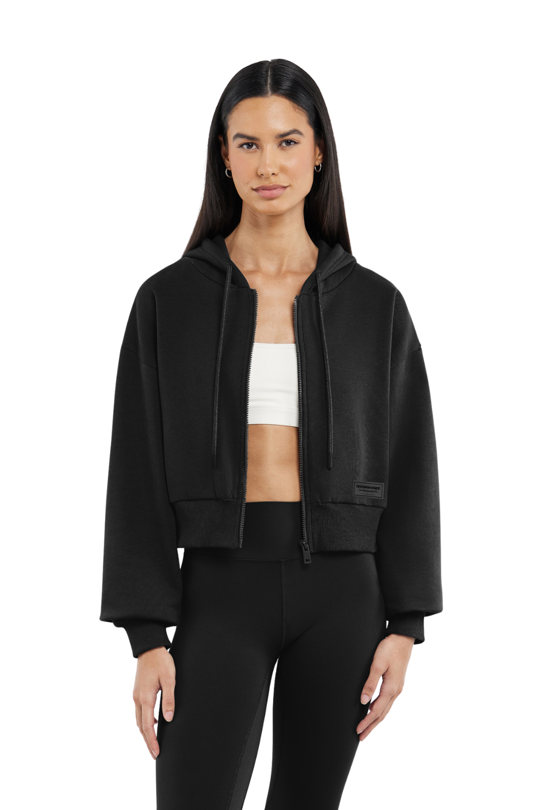 Regular Fit Organic Cotton Cropped Zip Hoodie
